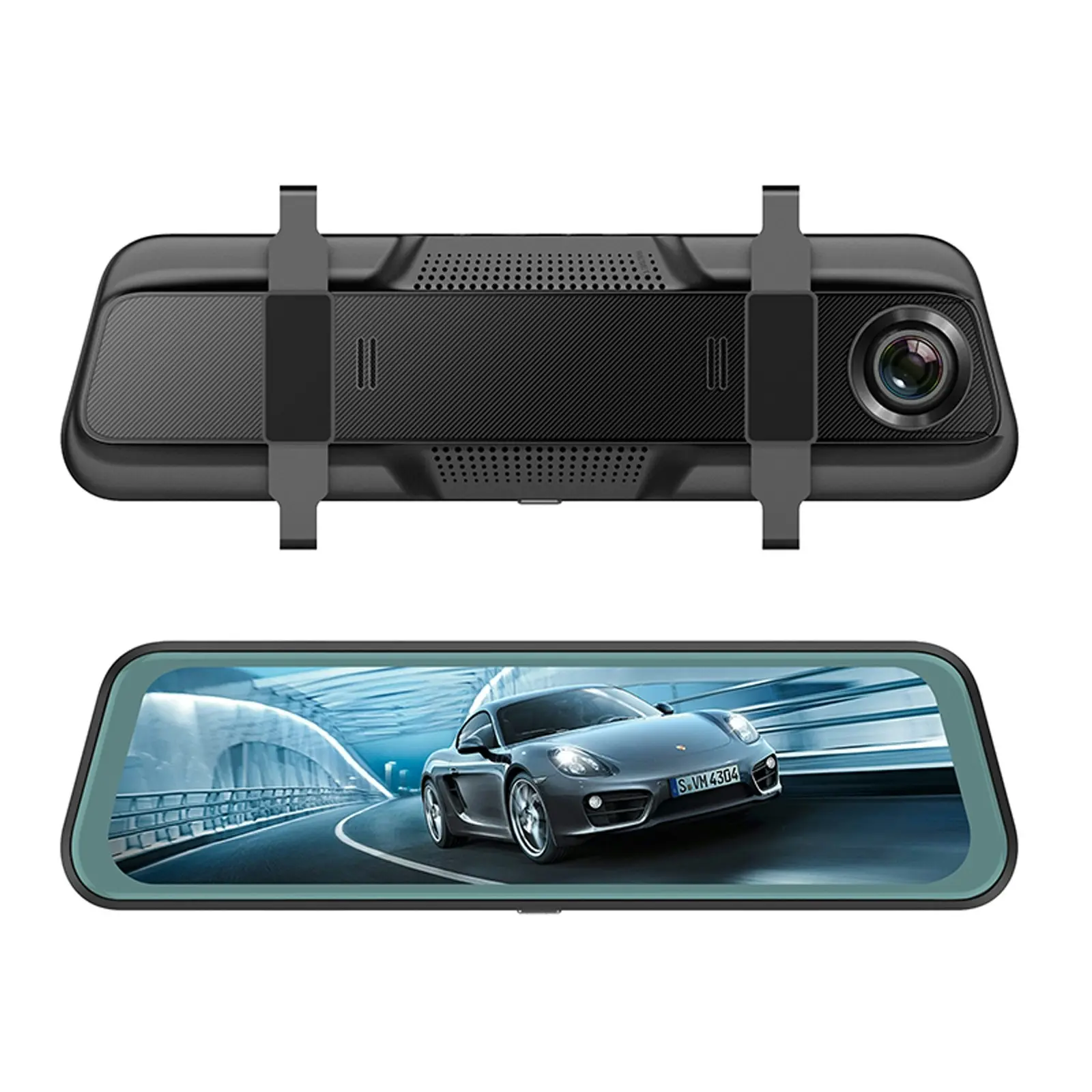 9.66" FHD Touch Screen Car DVR Crash Camera Recorder Bluetooth Sync WiFi GPS Rear Camera