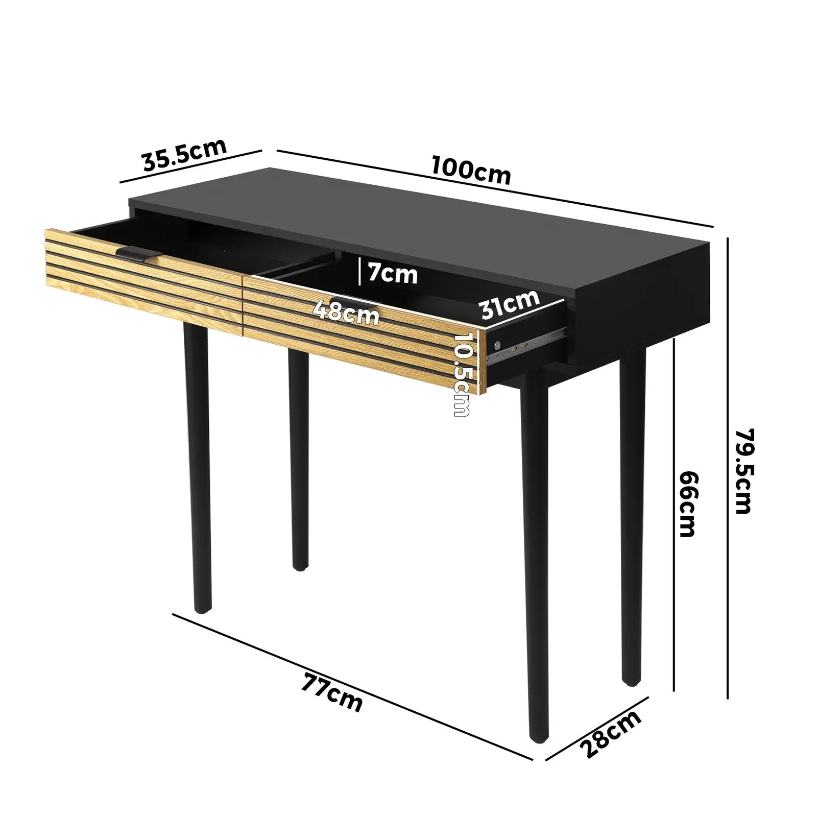 Oikiture Console Table Entry Hallway Side Table Display Desk w/Storage 2 Drawer Wood&Black