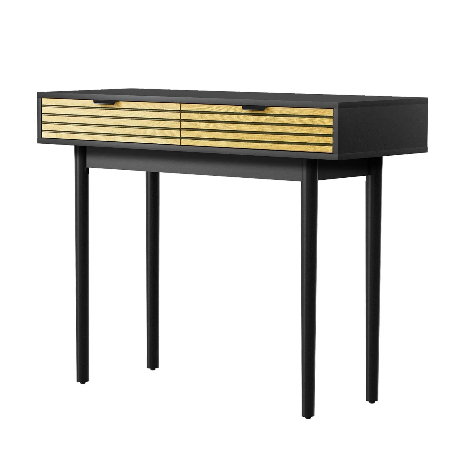 Oikiture Console Table Entry Hallway Side Table Display Desk w/Storage 2 Drawer Wood&Black