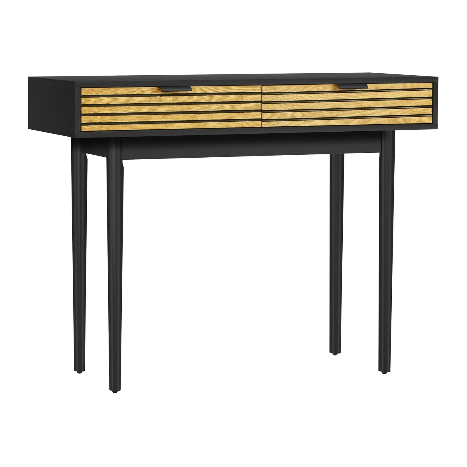 Oikiture Console Table Entry Hallway Side Table Display Desk w/Storage 2 Drawer Wood&Black