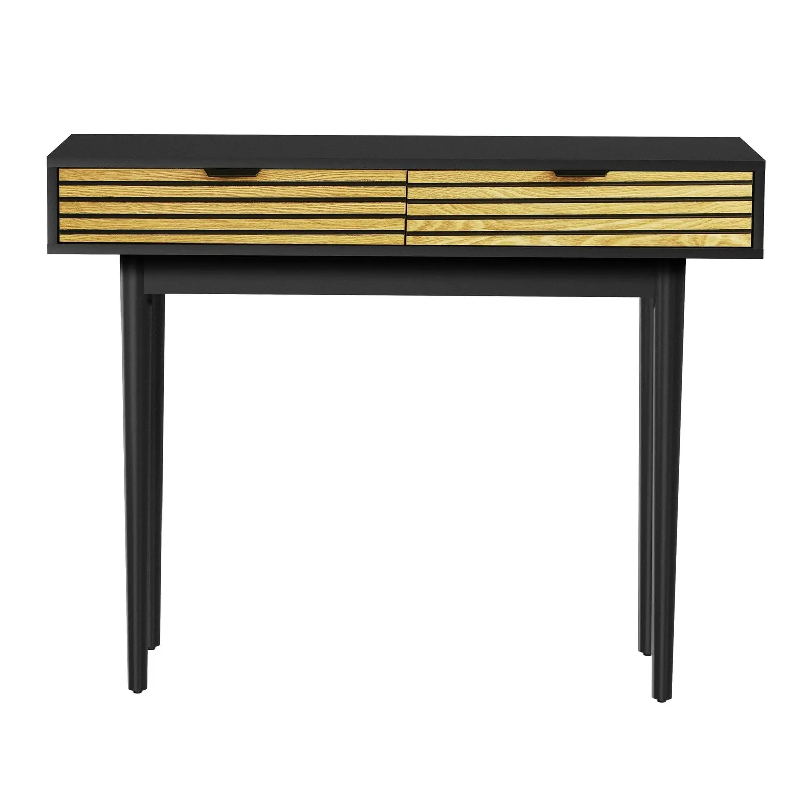 Oikiture Console Table Entry Hallway Side Table Display Desk w/Storage 2 Drawer Wood&Black