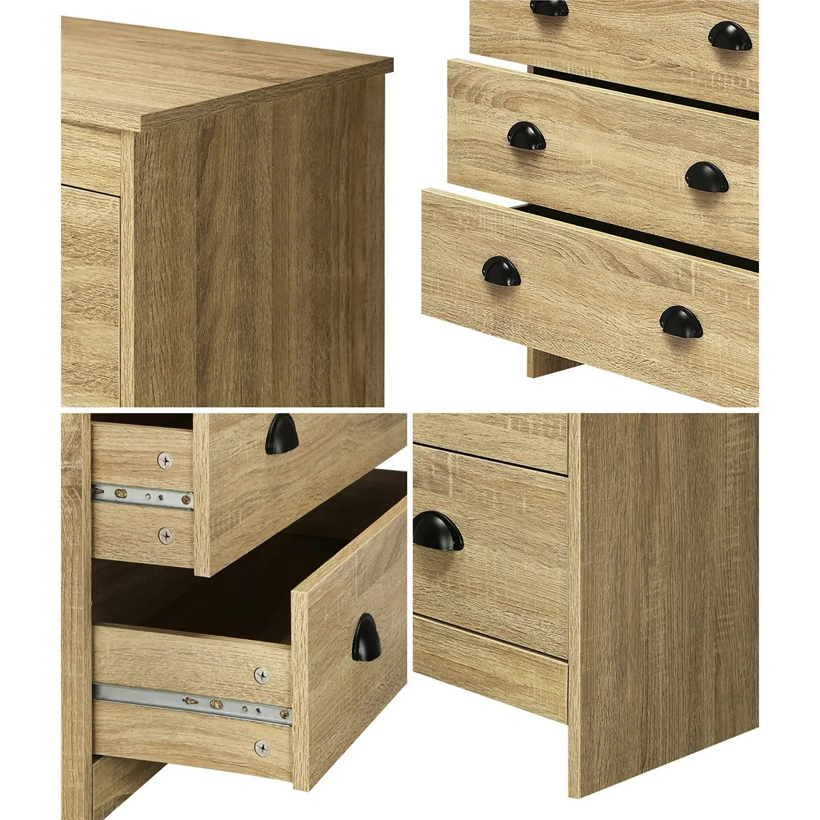 Oikiture Tallboy 6 Chest of Drawers Wooden KUKA