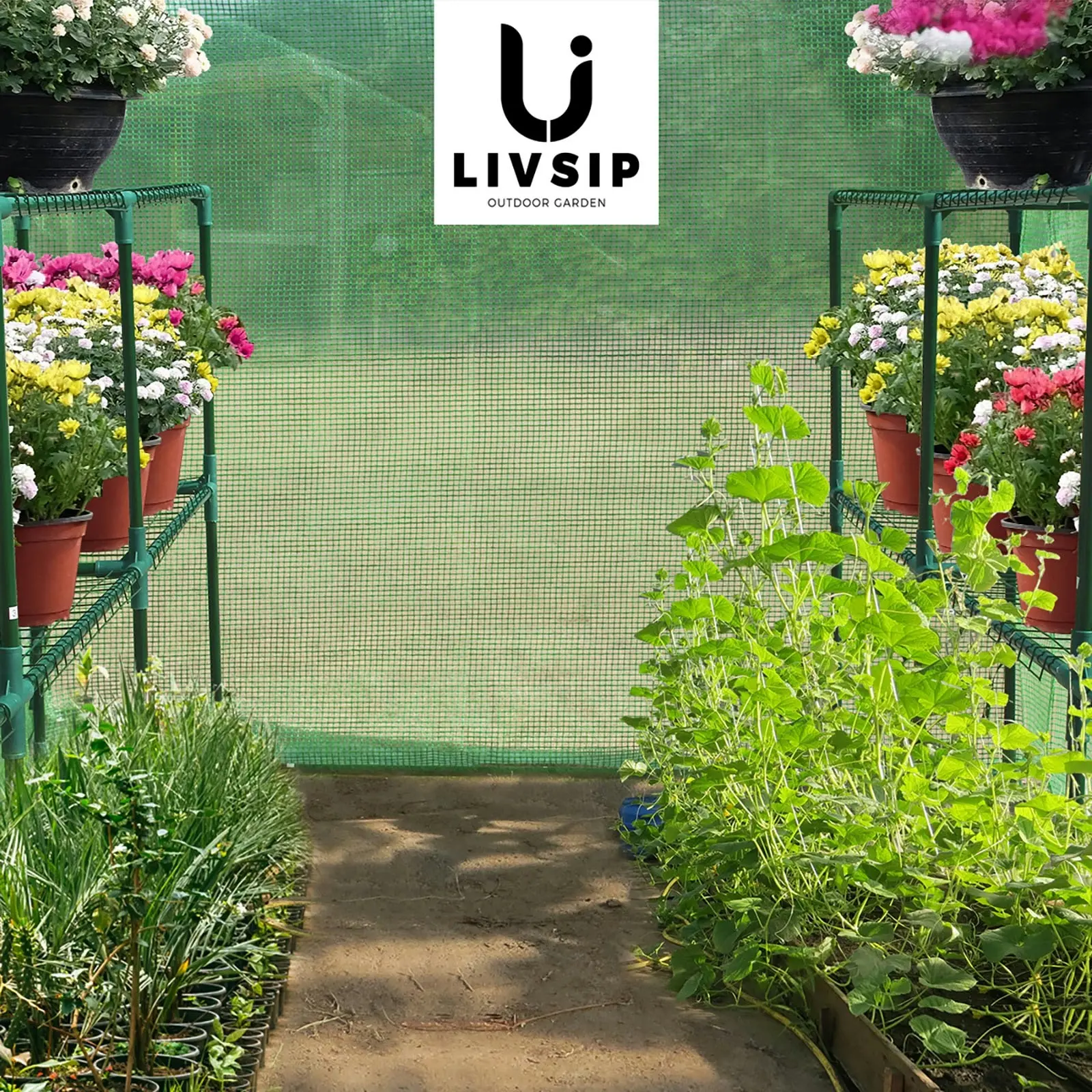 Livsip Greenhouse Walk in Tunnel Green House Garden Shed Storage Plant 2.1X1.4M