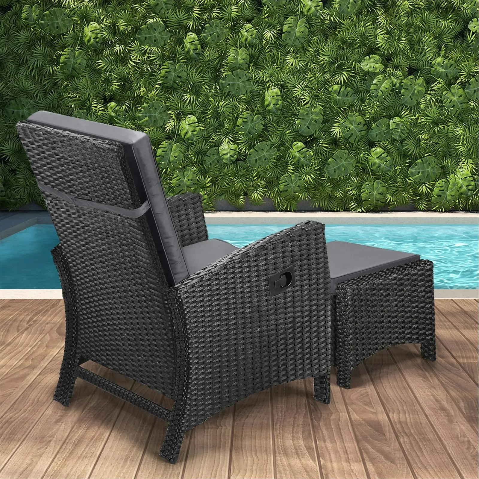 Livsip Outdoor Recliner Chairs Sun Lounge Wicker Sofa Patio Furniture Garden