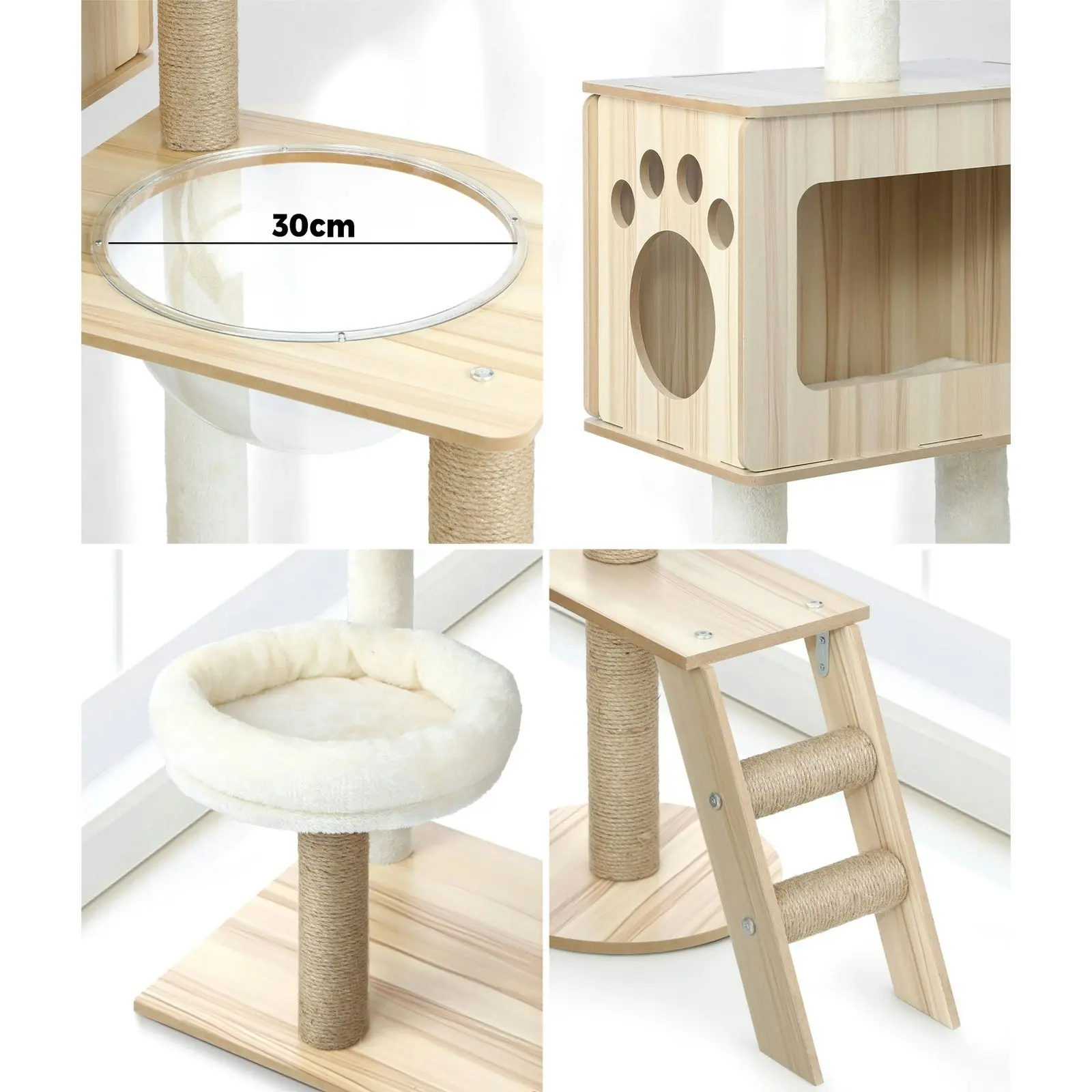 Alopet Cat Tree Tower Scratching Post Scratcher Cats Condo House Bed Wood 142cm