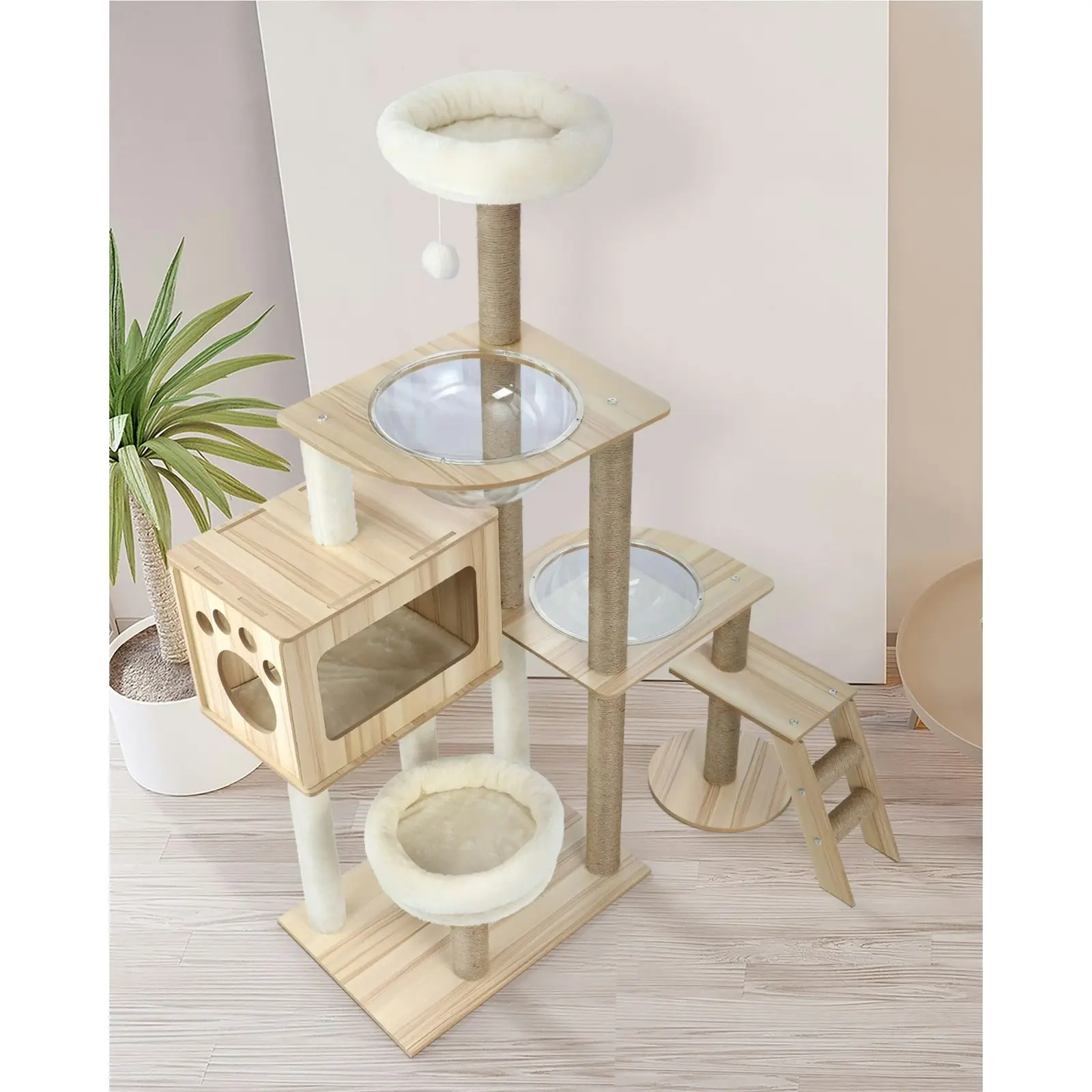 Alopet Cat Tree Tower Scratching Post Scratcher Cats Condo House Bed Wood 142cm