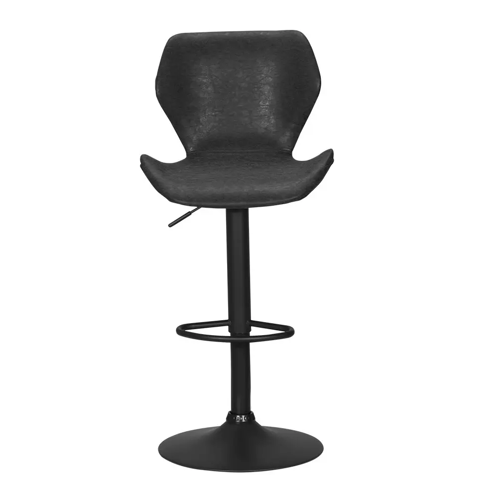 Artiss 2x Bar Stools Vintage Leather Gas Lift Black