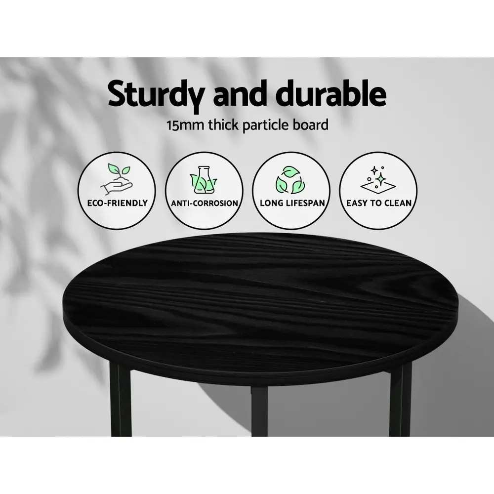 Artiss Coffee Table Side Table Round Black Martha