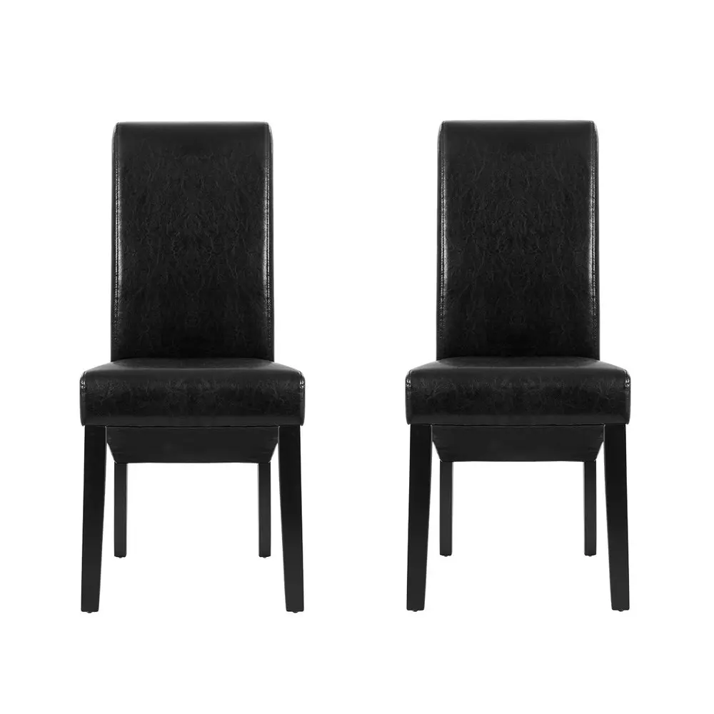 Artiss Dining Chairs Set of 2 Leather Parsons Chair Black