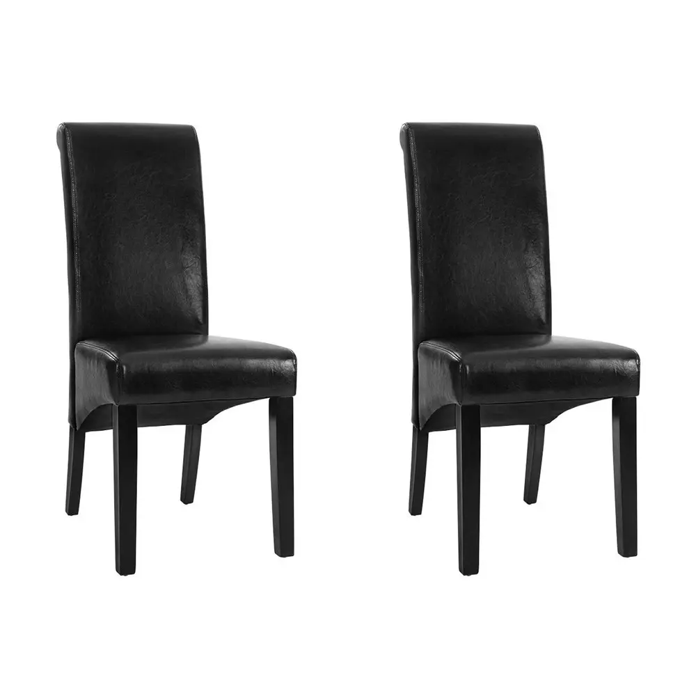 Artiss Dining Chairs Set of 2 Leather Parsons Chair Black