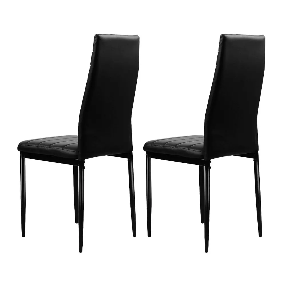 Artiss Dining Chairs Set of 4 Leather Channel Tufted Black