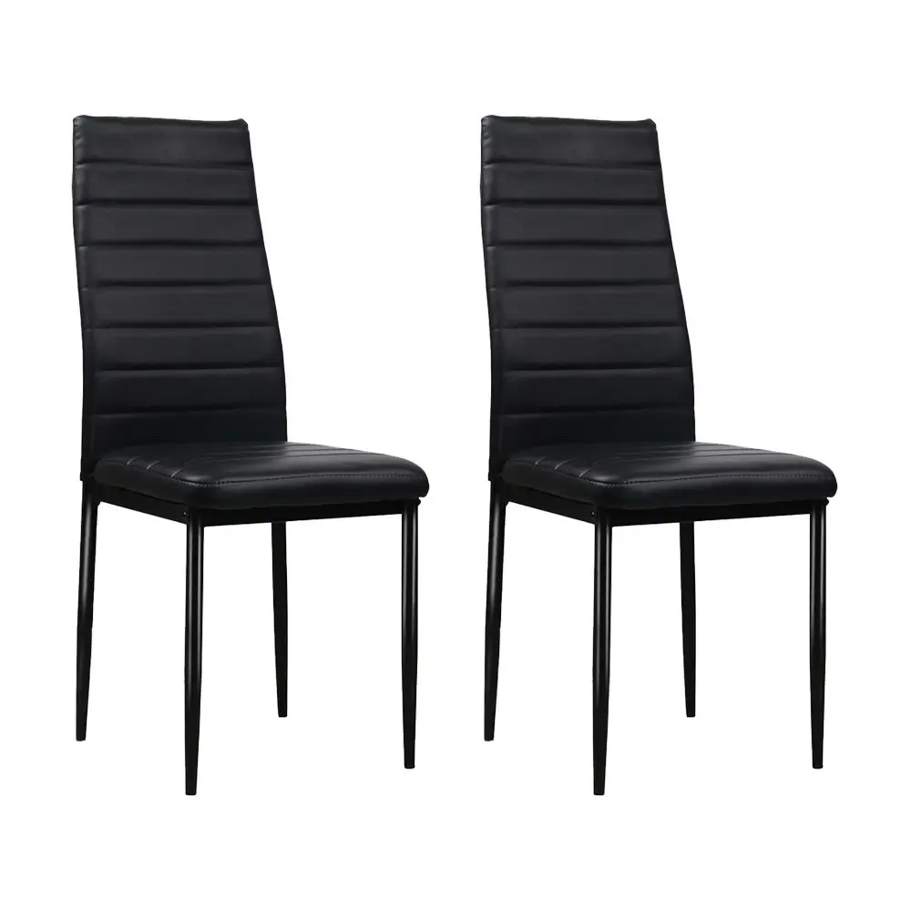 Artiss Dining Chairs Set of 4 Leather Channel Tufted Black