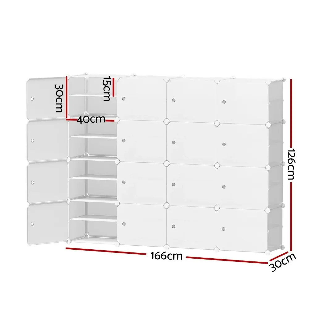 Artiss Shoe Box DIY Set of 16 Storage Cube Stackable White