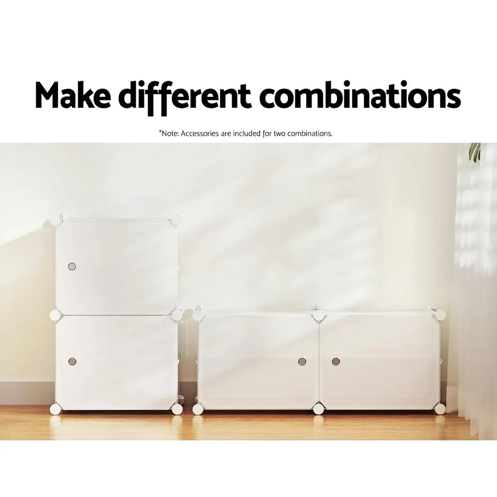 Artiss Shoe Box DIY Set of 2 Storage Cube Stackable White