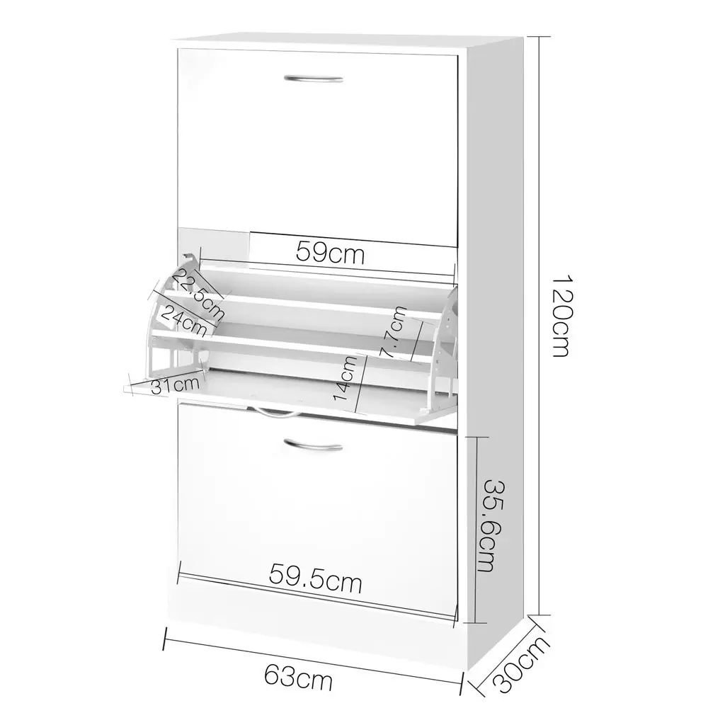 Artiss Shoe Rack Cabinet 36 Pairs Adjustable Shelves Ivy