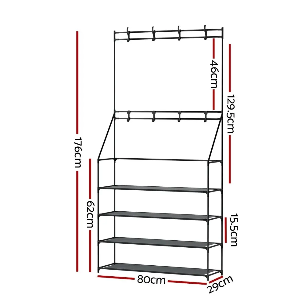 Artiss Shoe Rack Hall Tree 16 Pairs Black