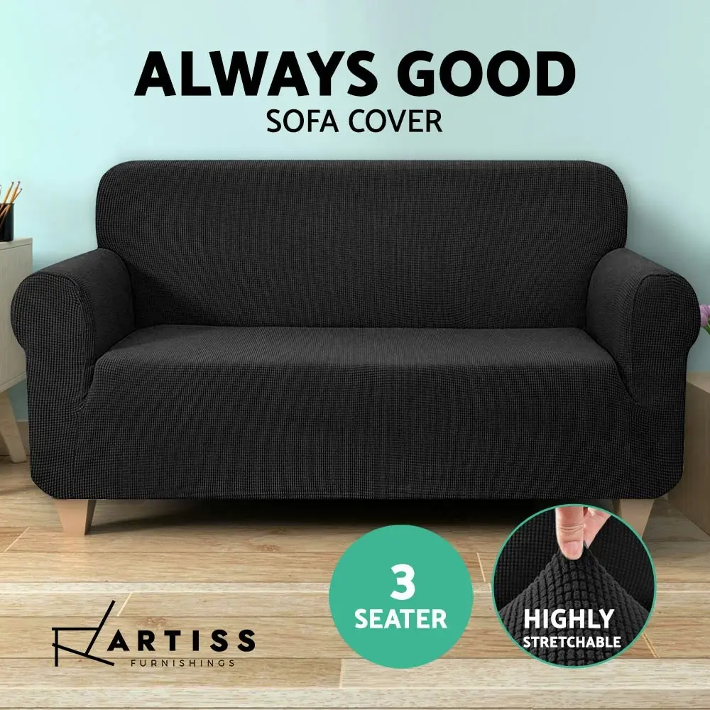 Artiss Sofa Cover Couch Covers 3 Seater High Stretch Black