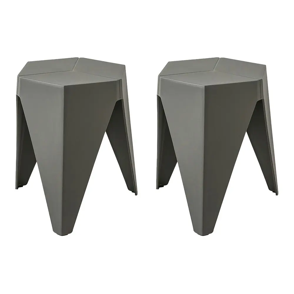 Artiss 2x Bar Stools Puzzle Plastic Foot Stool Grey