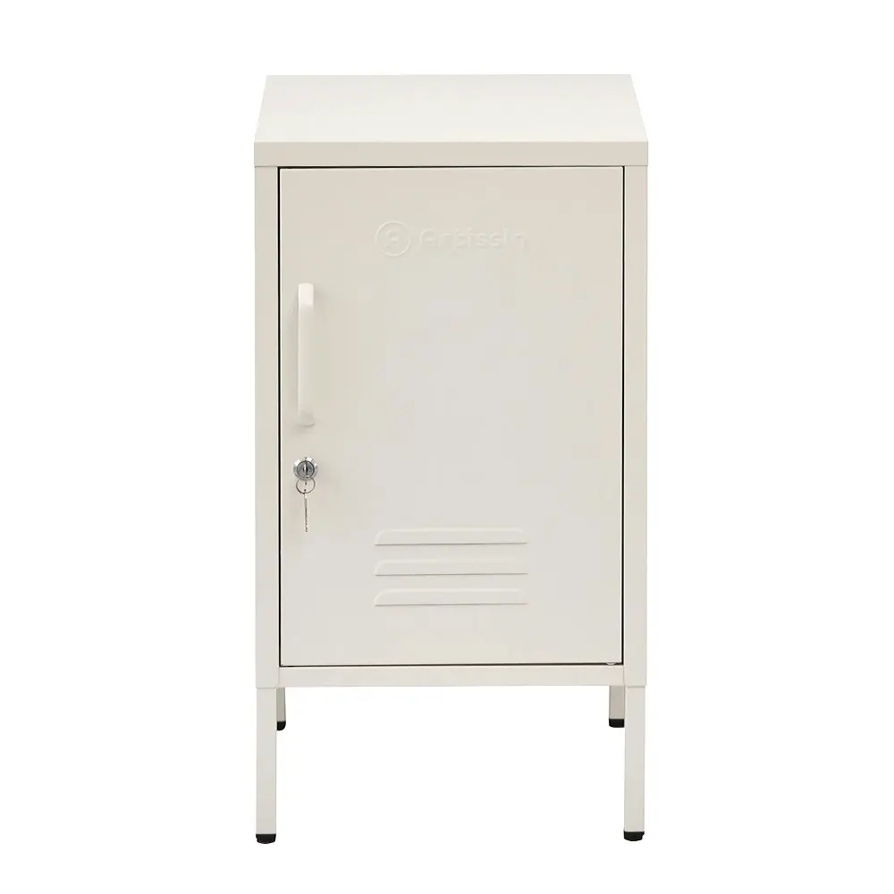 ArtissIn Bedside Table Metal Cabinet - White