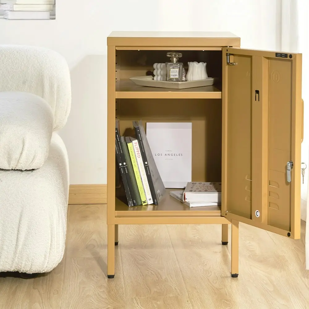 ArtissIn Bedside Table Metal Cabinet - Yellow