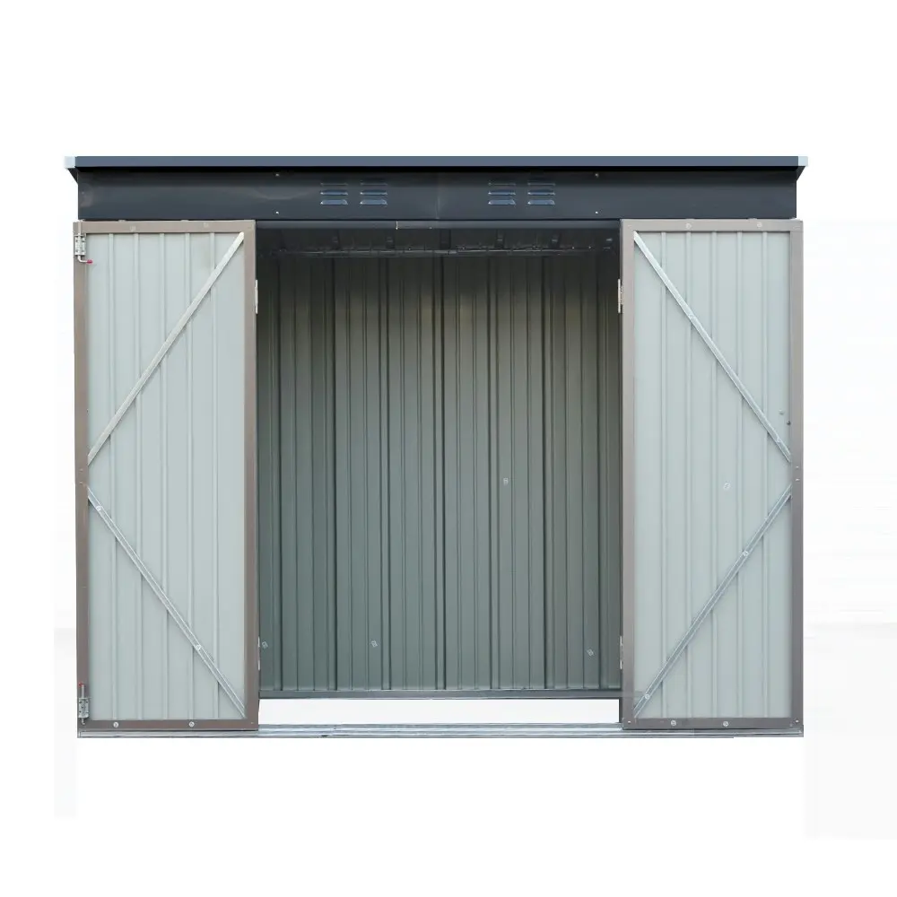 Garden Shed Brown 2.31x1.31M Galvanised Steel Giantz