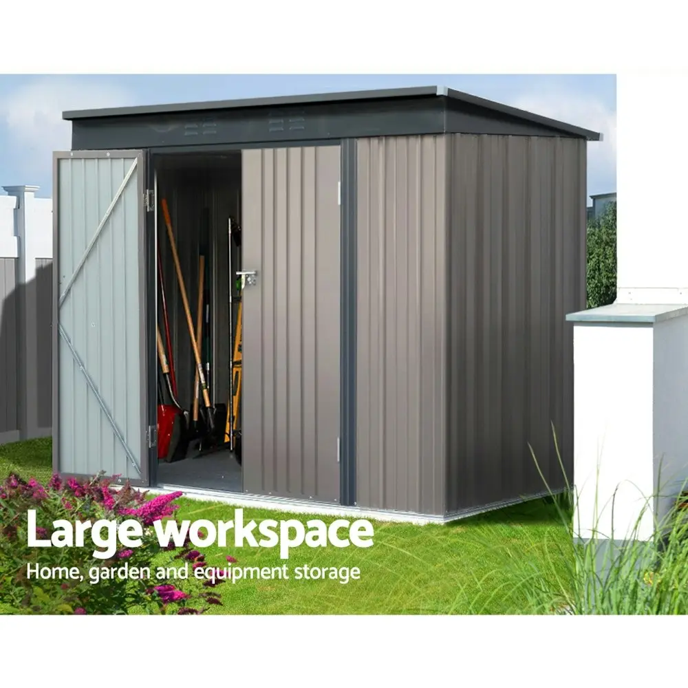 Garden Shed Brown 2.31x1.31M Galvanised Steel Giantz