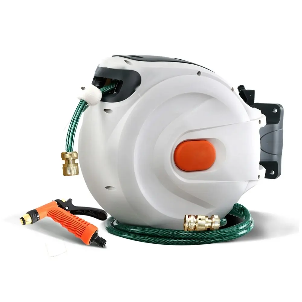 Greenfingers Water Hose Reel 30M Retractable Garden Brass Spray Gun Auto Rewind