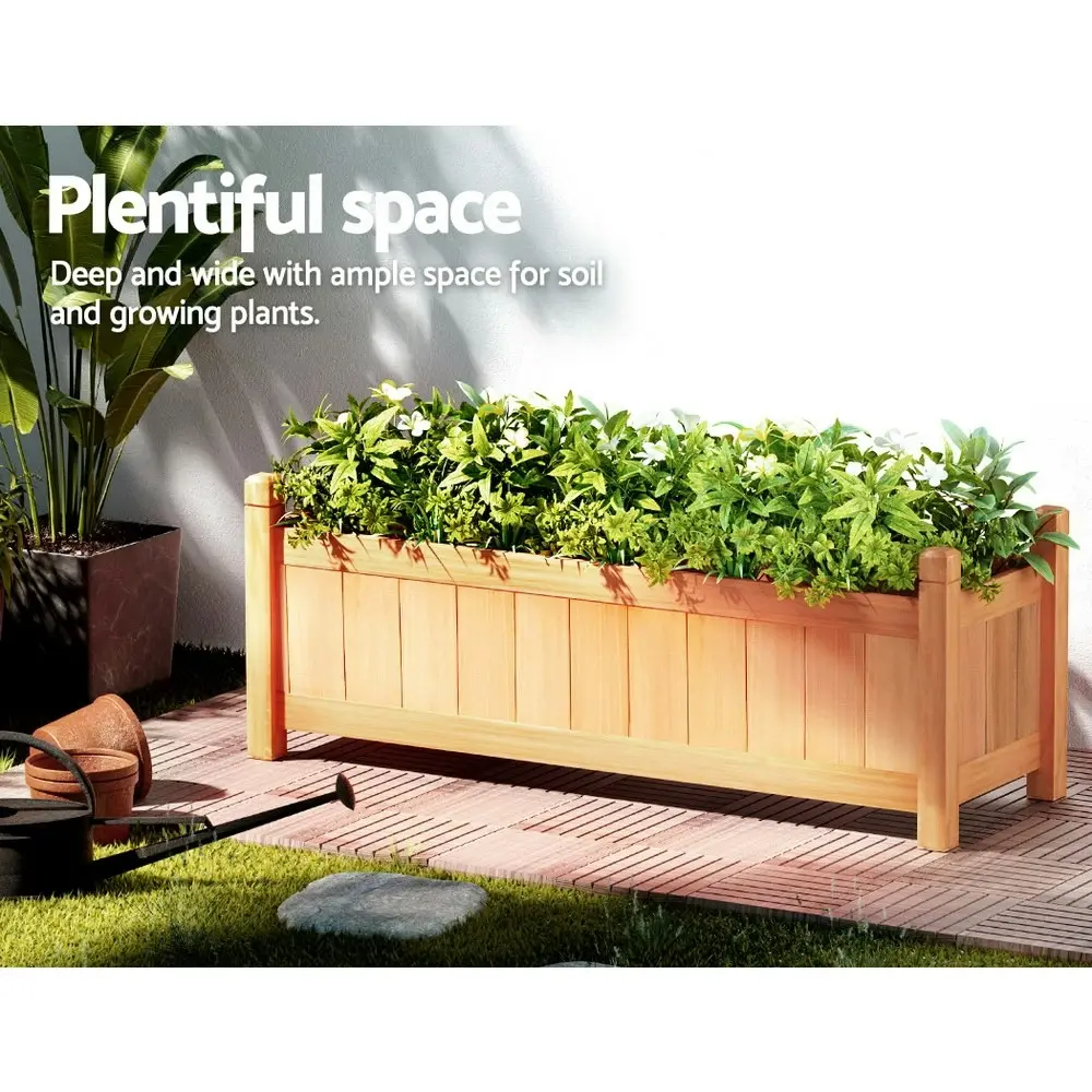 Green Fingers Garden Bed 90x30x33cm Wooden Planter Box Raised Container Growing