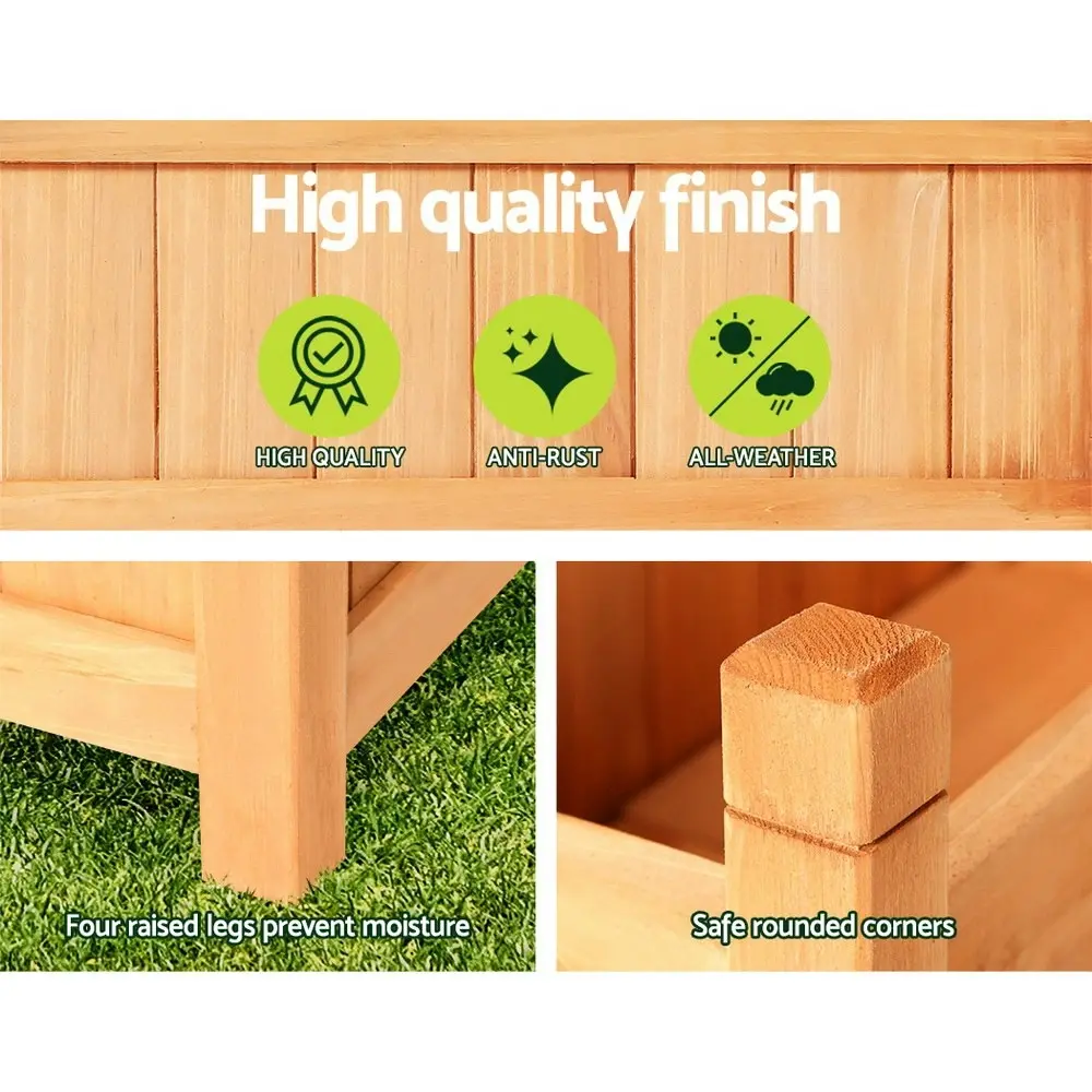 Green Fingers Garden Bed 90x30x33cm Wooden Planter Box Raised Container Growing