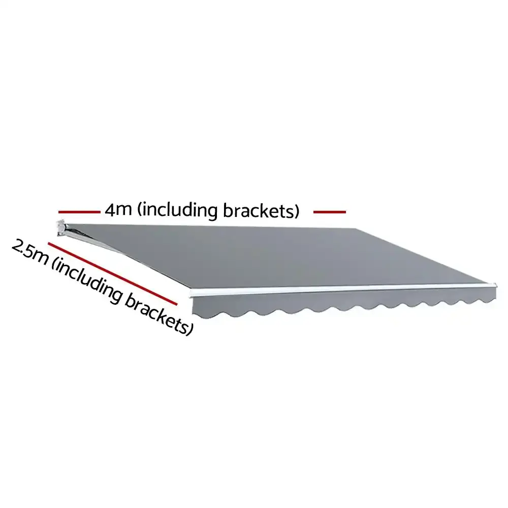 Instahut Retractable Folding Arm Awning Manual Sunshade 4Mx2.5M Pearl Grey