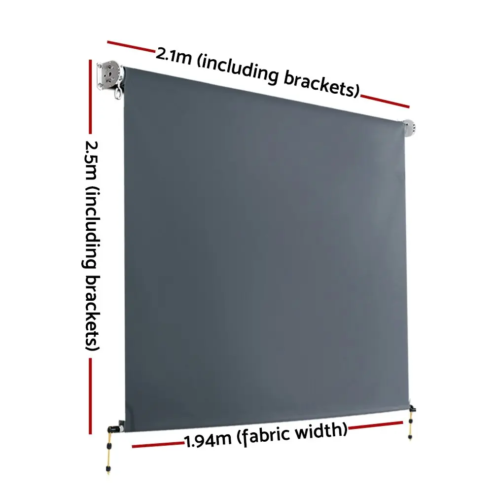 Instahut Outdoor Blinds Blackout Roll Down Awning Window Shade 2.1X2.5M Grey