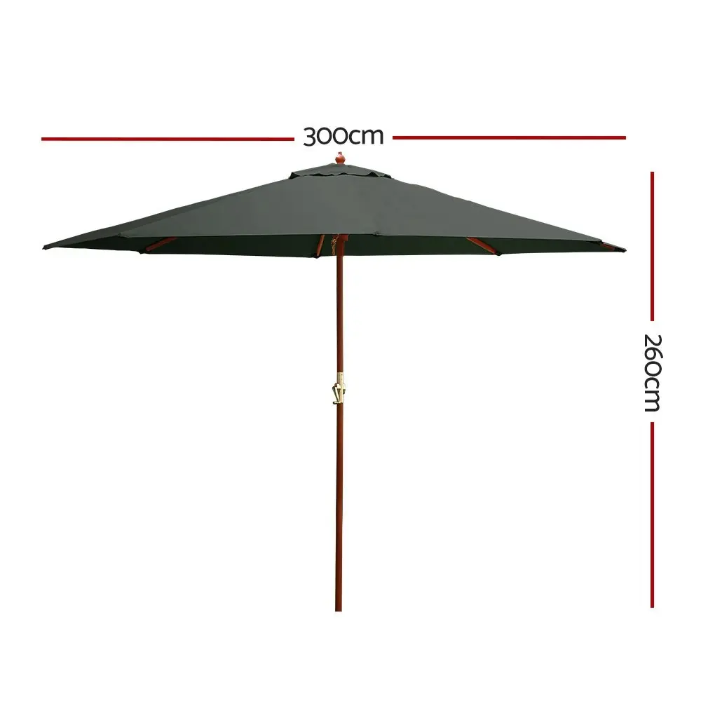 Instahut 3m Outdoor Umbrella Pole Umbrellas Beach Garden Sun Stand Patio Charcoal