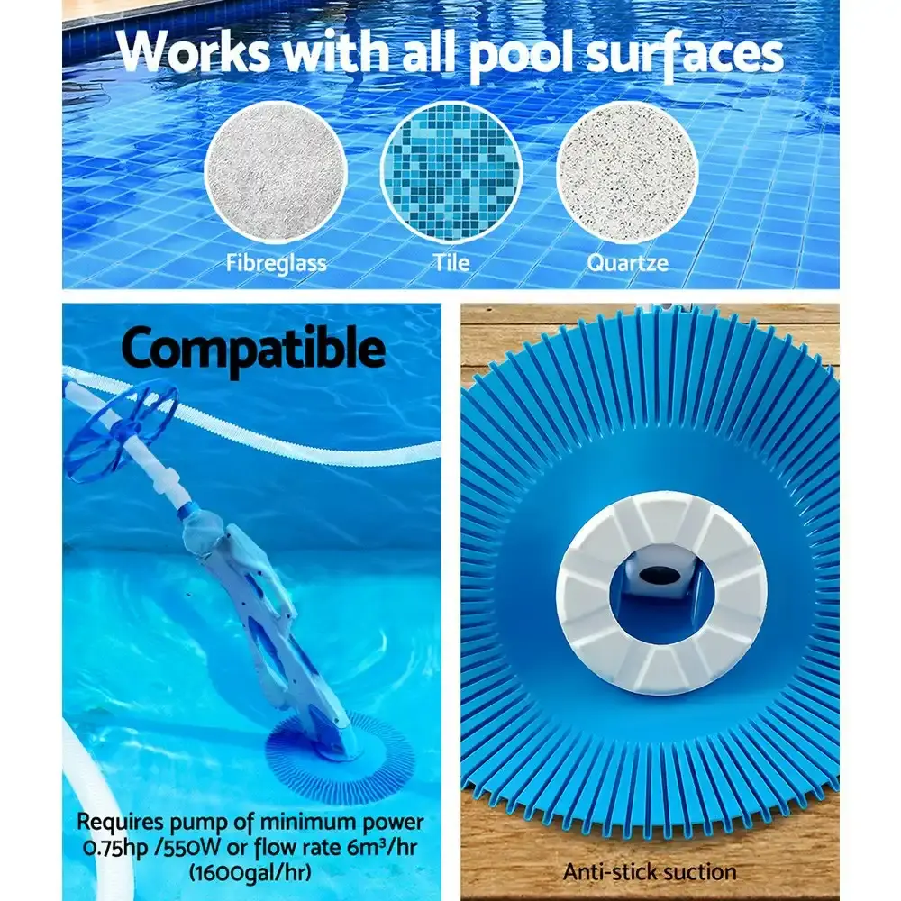 Swimming Pool Cleaner Automatic Vacuum Floor Climb Wall Suction Ground 10M Hose