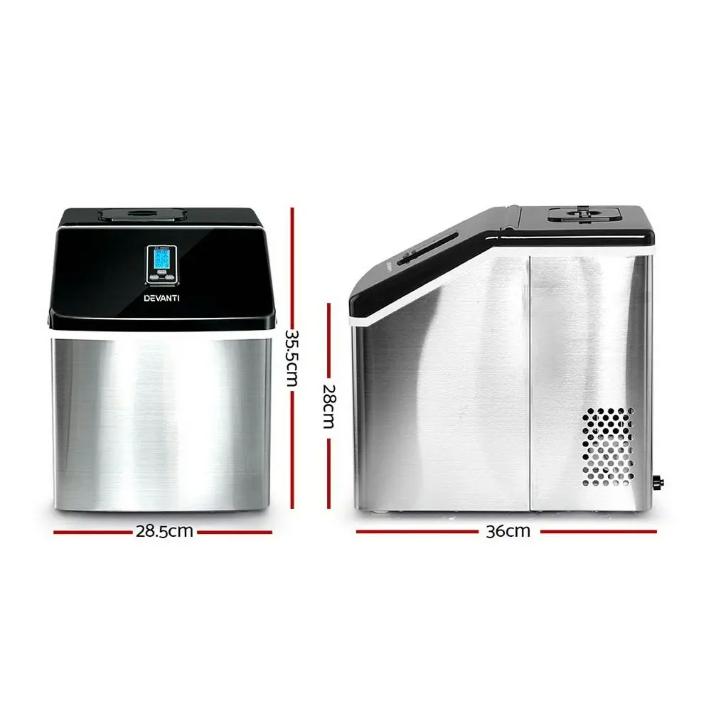 Devanti 3.2L Portable Ice Maker Commercial Ice Cube Machine Stainless Steel