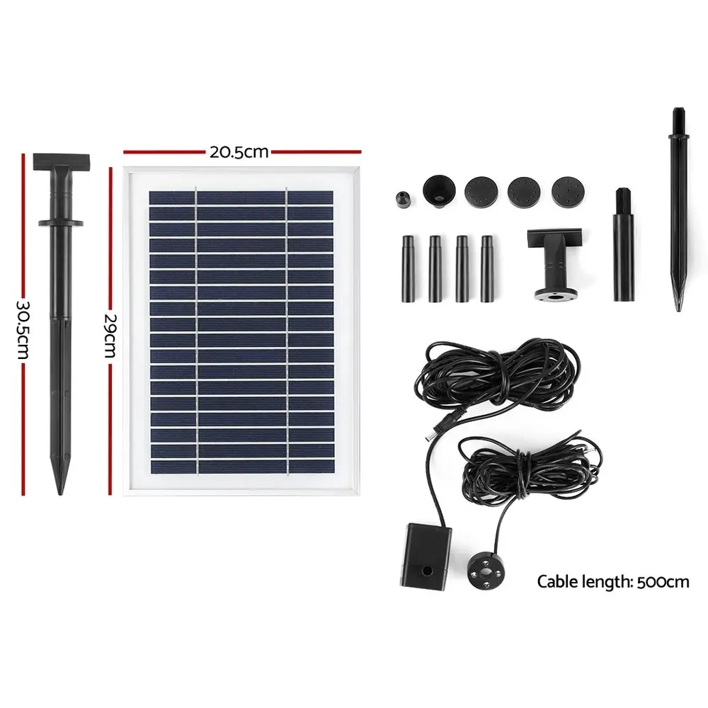 Gardeon Solar Pond Pump Submersible Water Fountain with Battery Kit LED Lights 4.3FT