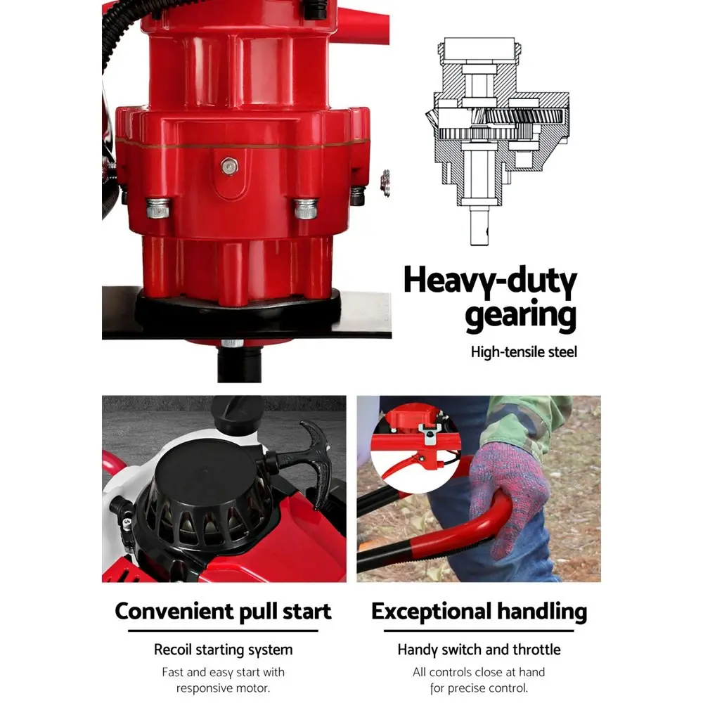 Giantz 80CC Post Hole Digger 300mm Petrol Drill Extension Auger Bits