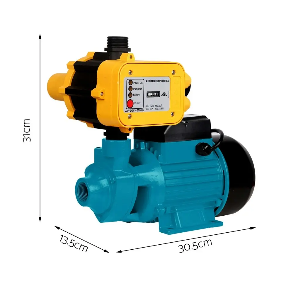 Giantz Peripheral Water Pump Garden Boiler Car Wash Auto Irrigation QB80 Yellow