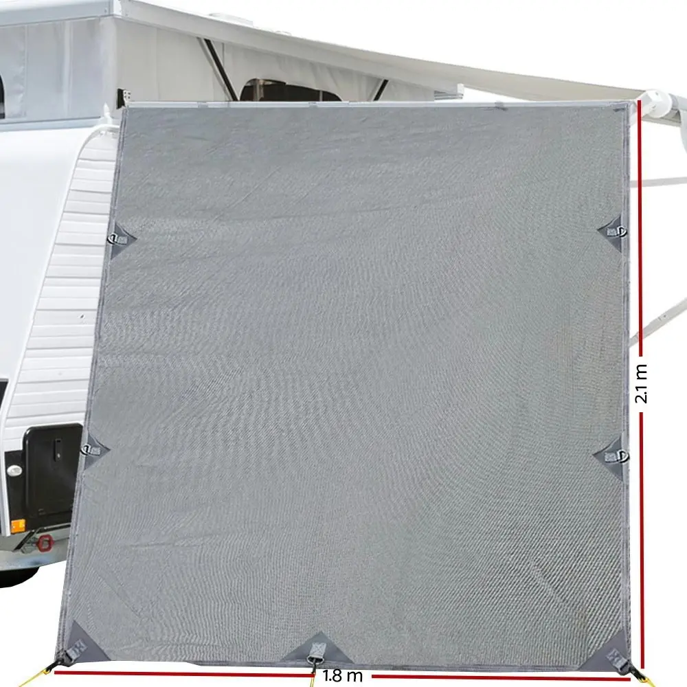 Caravan Privacy Screen Roll Out Awning 2.1x1.8M Sun Shade Pop Top End Wall Grey