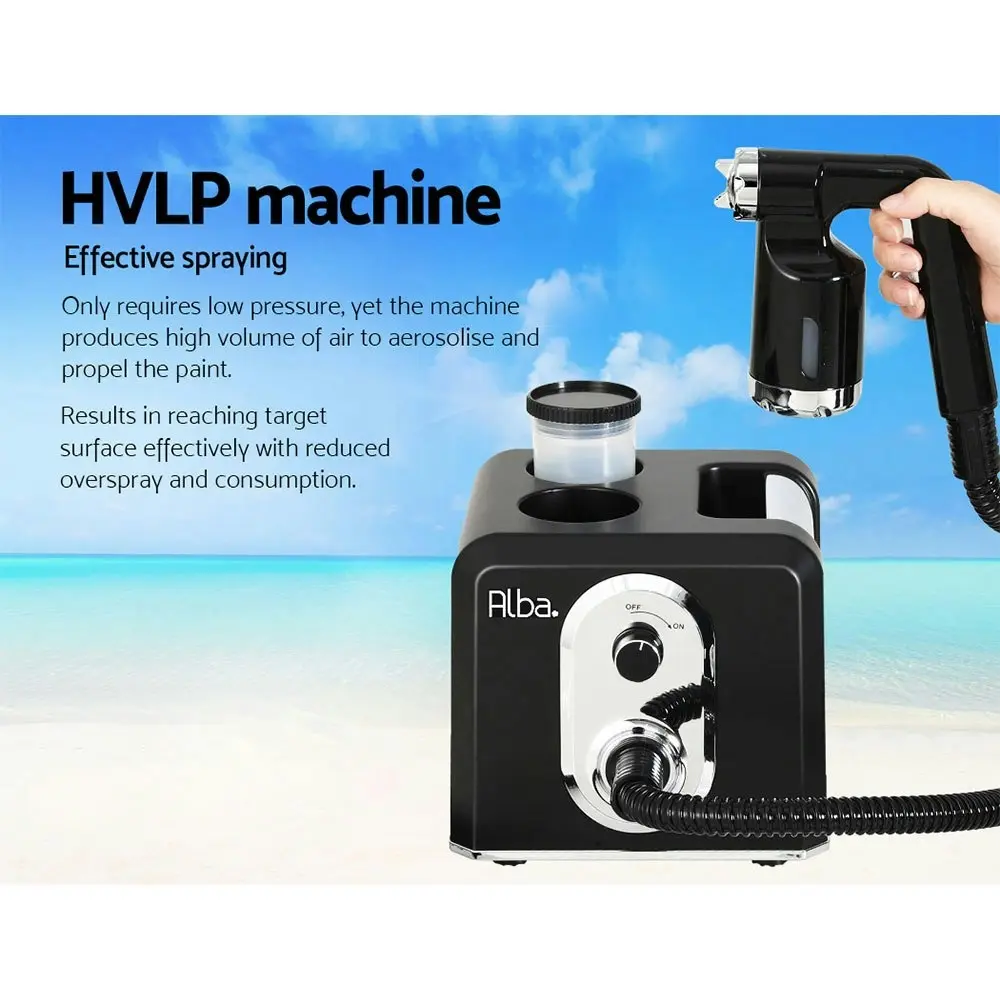 Alba. Spray Tan Machine HVLP Spray Gun Sunless Tanning Fine Mist 4 speed Black