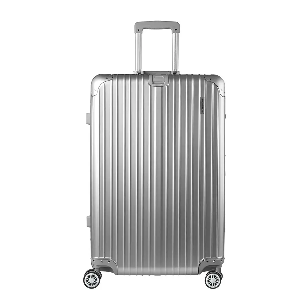 Wanderlite 28" Luggage Trolley Travel Suitcase Set TSA Carry On Lightweight Aluminum Silver