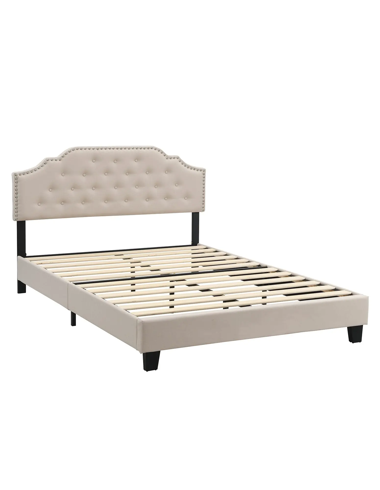 IHOMDEC BEF02 Queen Size Bed Frame Base Mattress Platform Beig