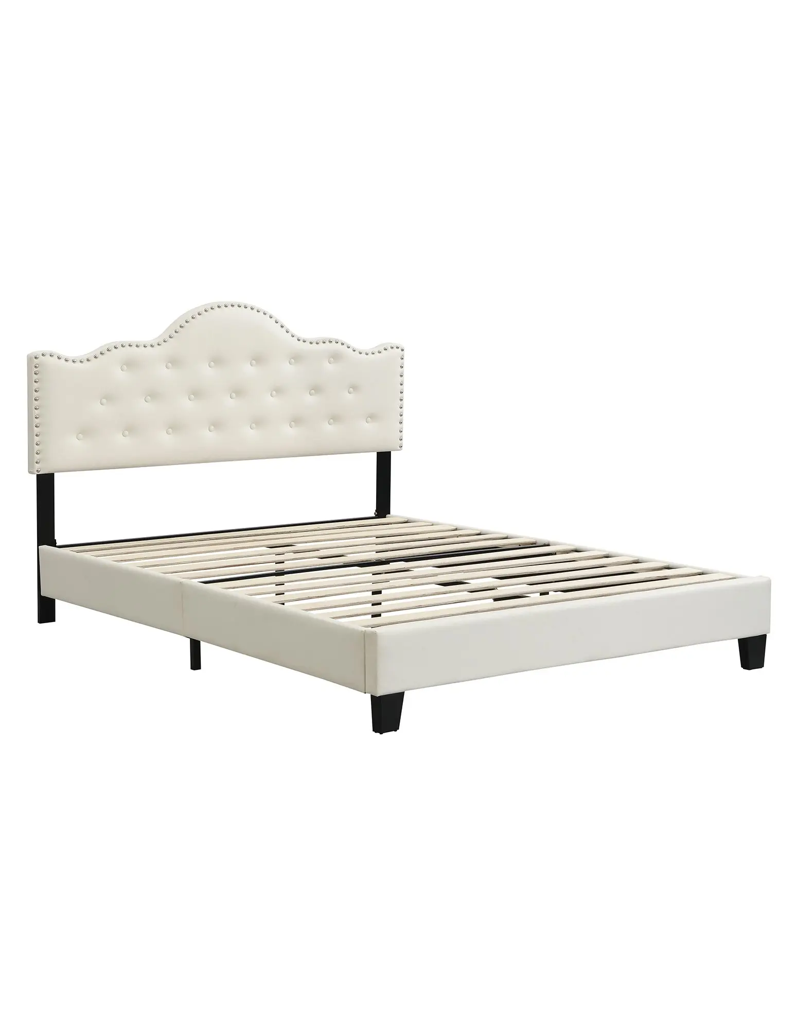 IHOMDEC Upholstered Button Tufted Double Bed Frame BEF05 Beige