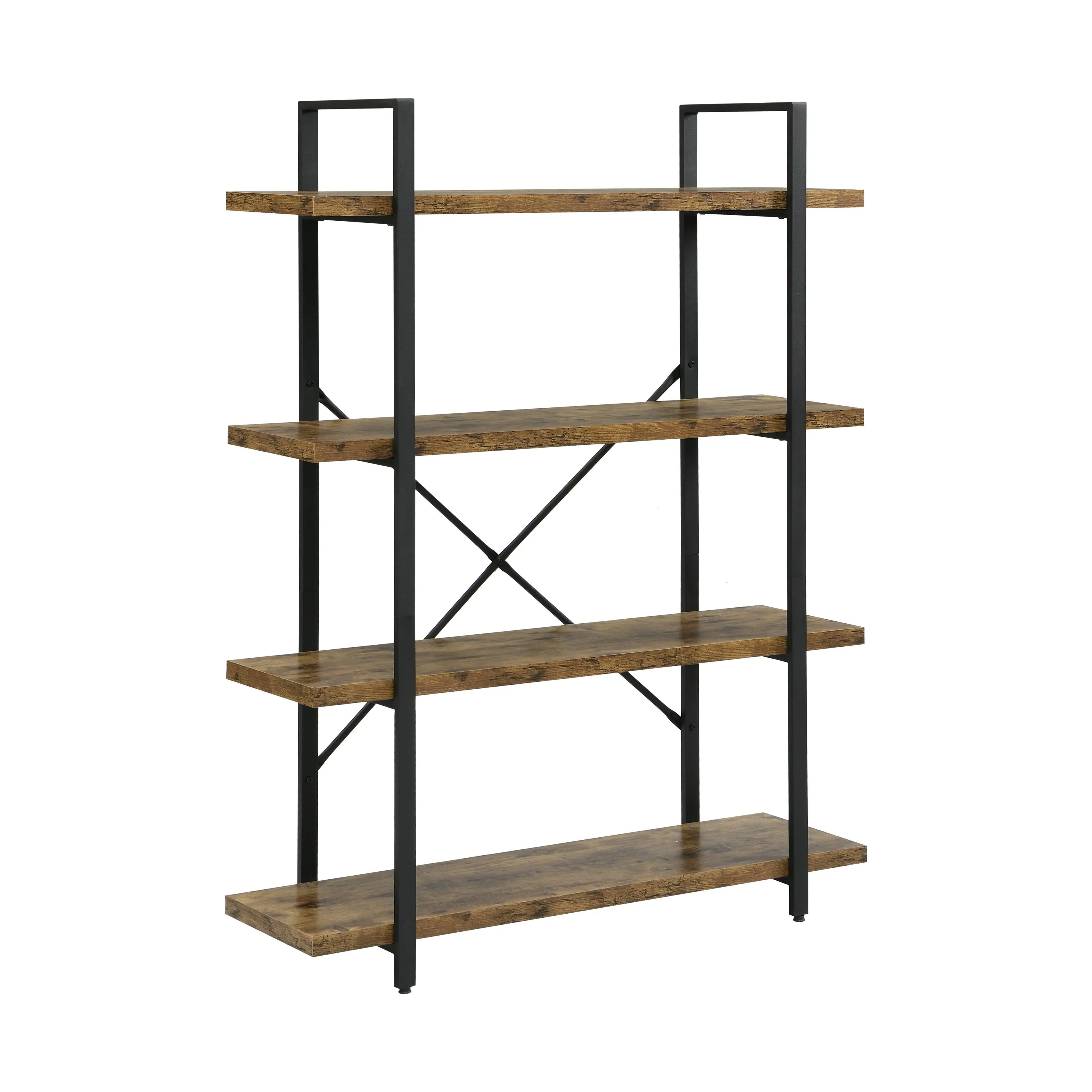 IHOMDEC 4 Tier Industrial Style Bookshelf Dark Brown