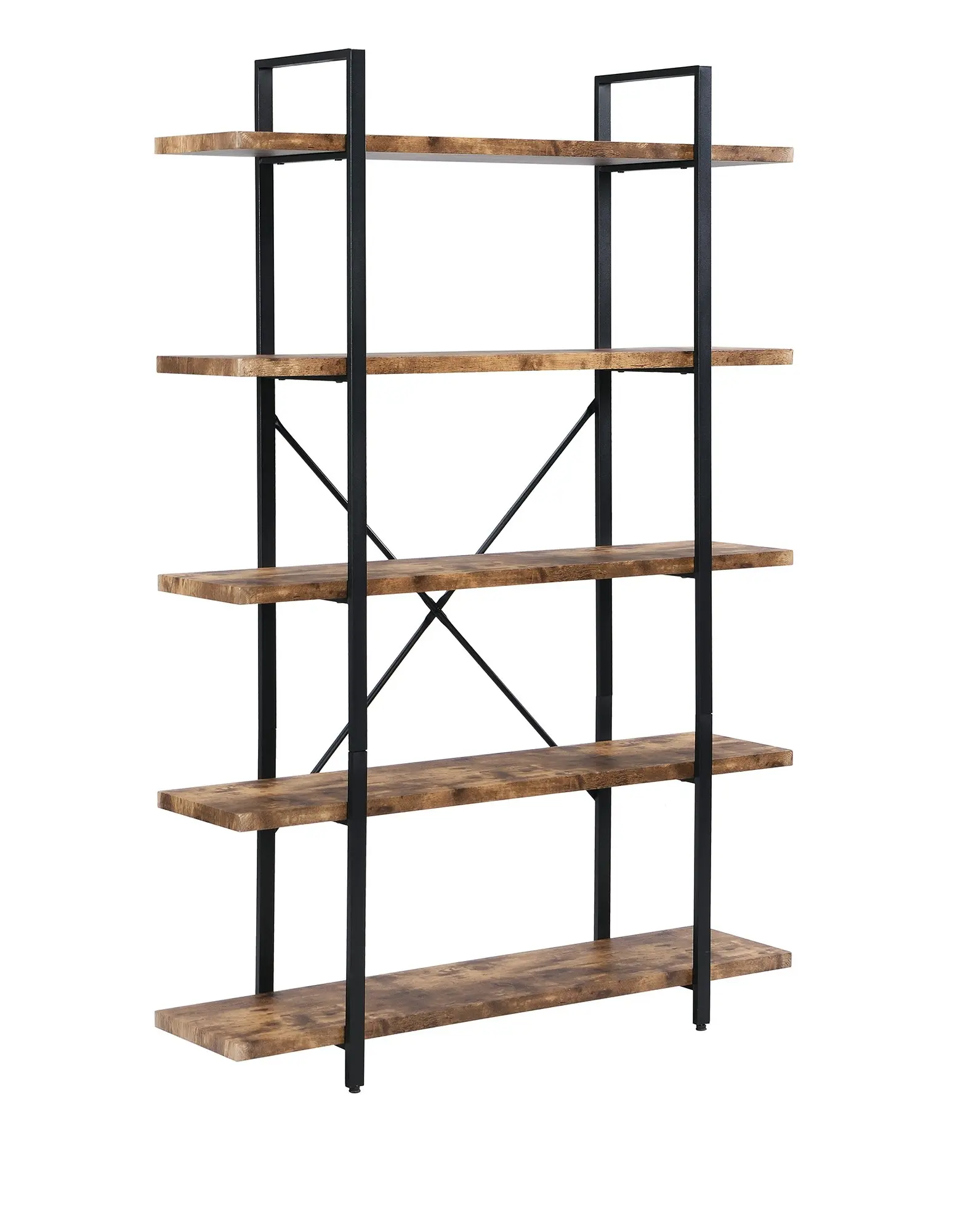 IHOMDEC 5-Tier Industrial Style Bookshelf Rustic Dark Brown