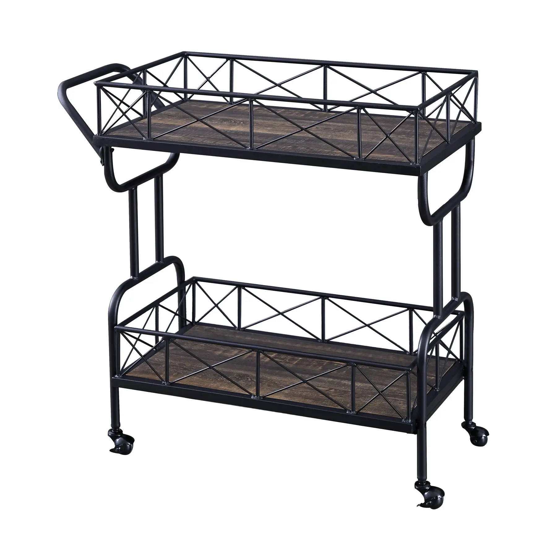 IHOMDEC Drink Trolley Wood and Metal Bar Carts Vintage Grey