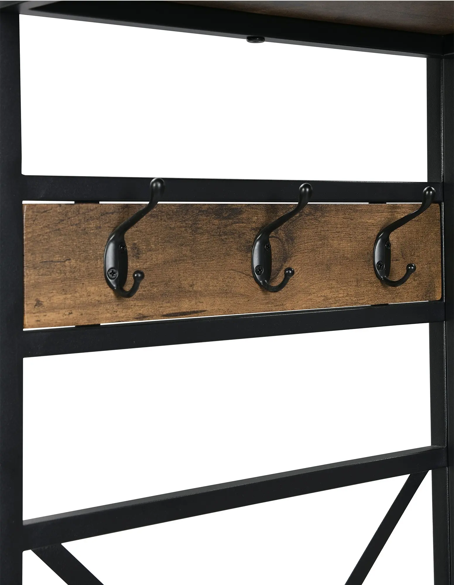 IHOMDEC Industrial Corner Hall Tree with Shoe Bench, Entryway Coat Rack Rustic Dark Brown