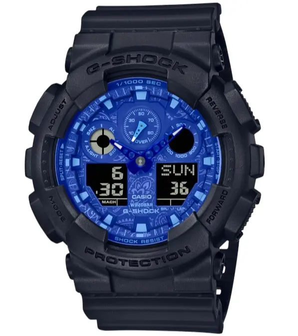 G-Shock Blue Paisley GA100BP-1A