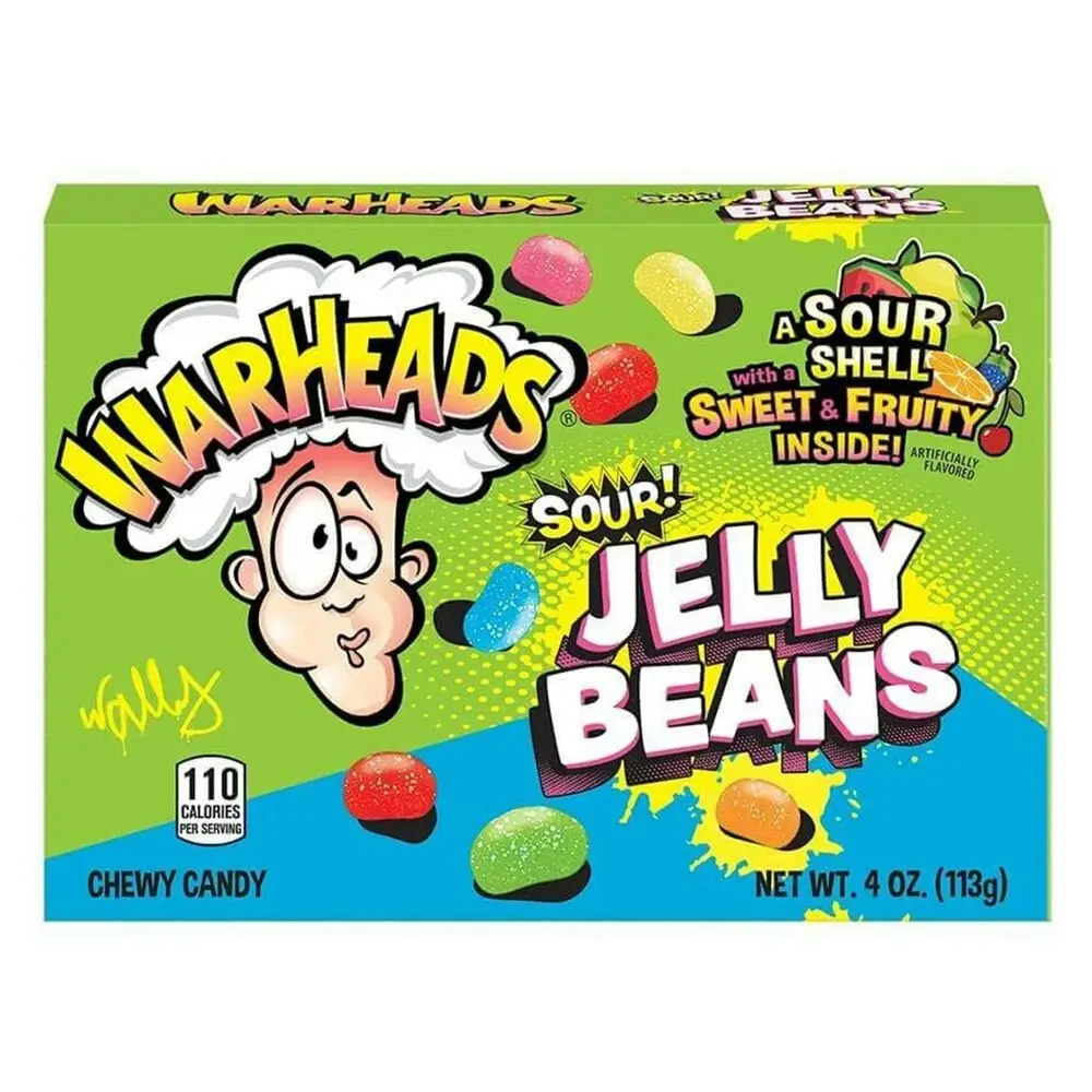 2x Warheads 113g Sour Jelly Beans Theater Box Confectionery Fruity Candies Asstd