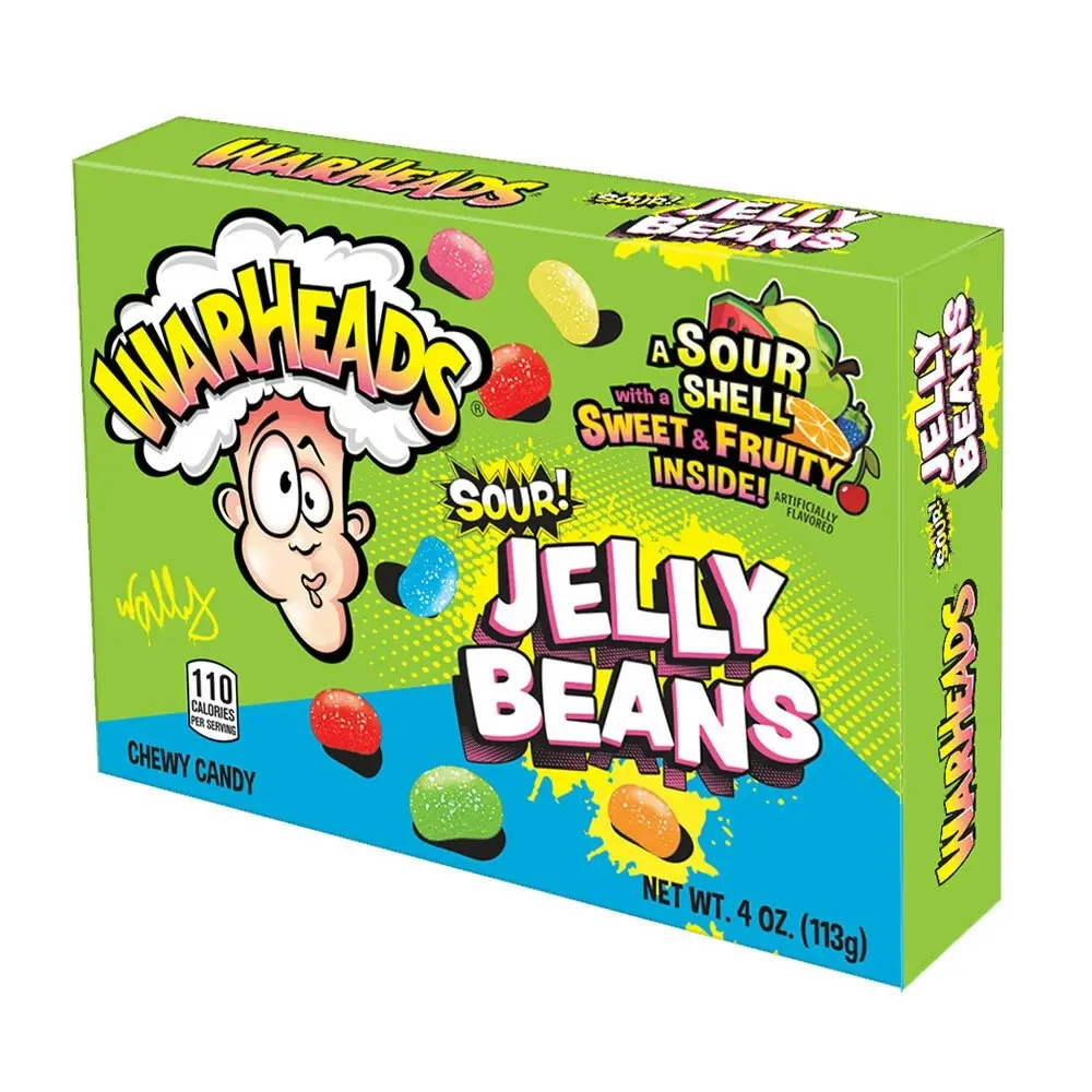 2x Warheads 113g Sour Jelly Beans Theater Box Confectionery Fruity Candies Asstd