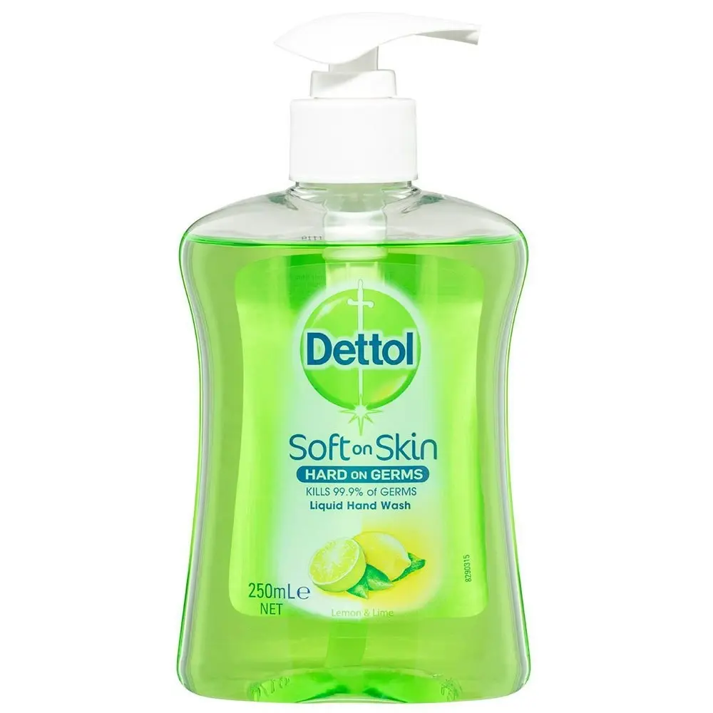 6x Dettol 250ml Liquid Home Hand Care Wash Antibacterial Soap Lemon/Lime Pump